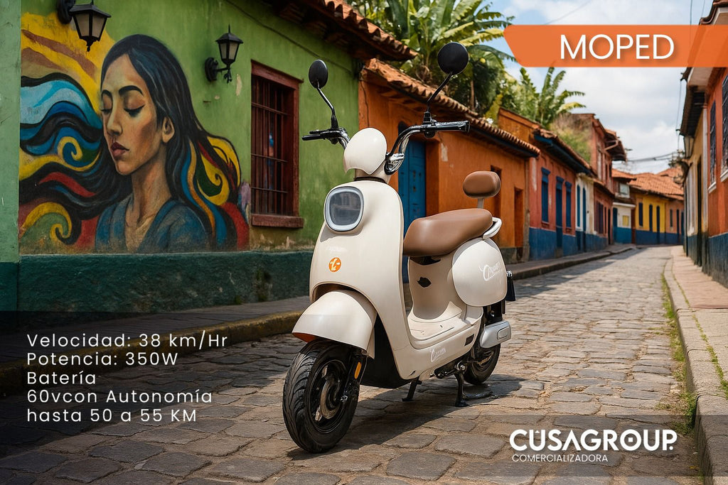 EVOBIKE MOPED VINTAGE - Bicicleta eléctrica estilo retro vista lateral
