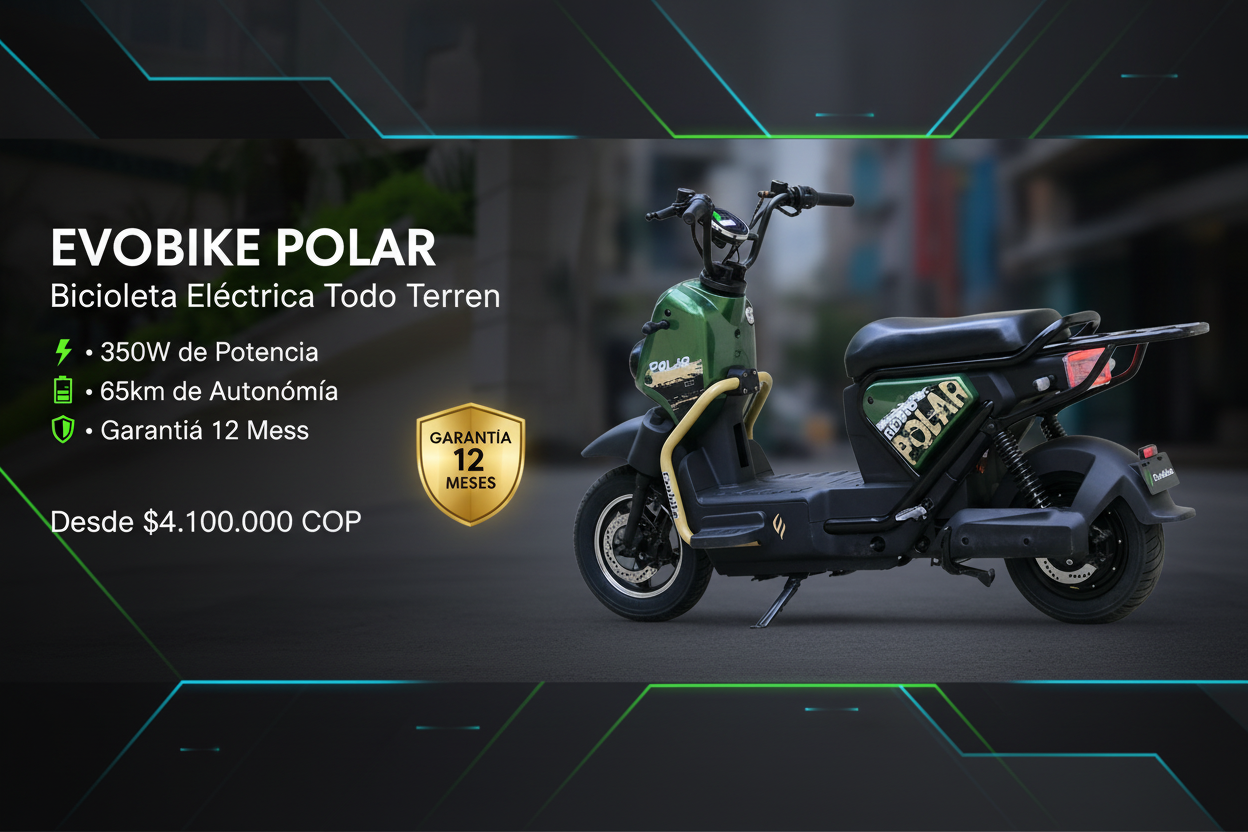 EVOBIKE POLAR - Bicicleta Eléctrica Todo Terreno 350W con 65km Autonomía